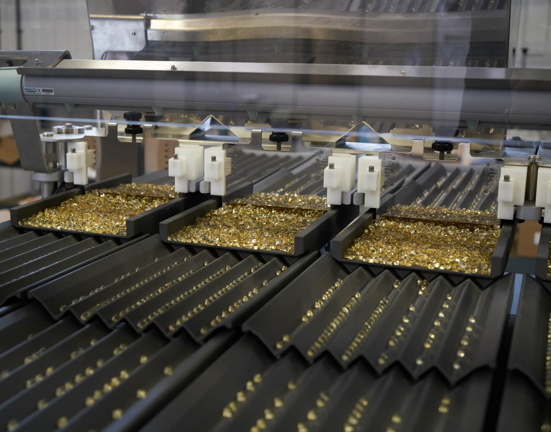Visolie tabletten op een telmachine